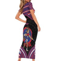Personalised Samoa Mixed Martial Arts Family Matching Short Sleeve Bodycon Dress and Hawaiian Shirt Flying Knee Of Samoan DT05 - Polynesian Pride