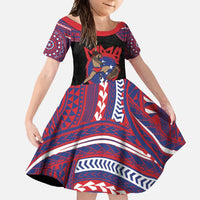 Personalised Samoa Mixed Martial Arts Family Matching Tank Maxi Dress and Hawaiian Shirt Flying Knee Of Samoan DT05 Daughter's Dress Black - Polynesian Pride