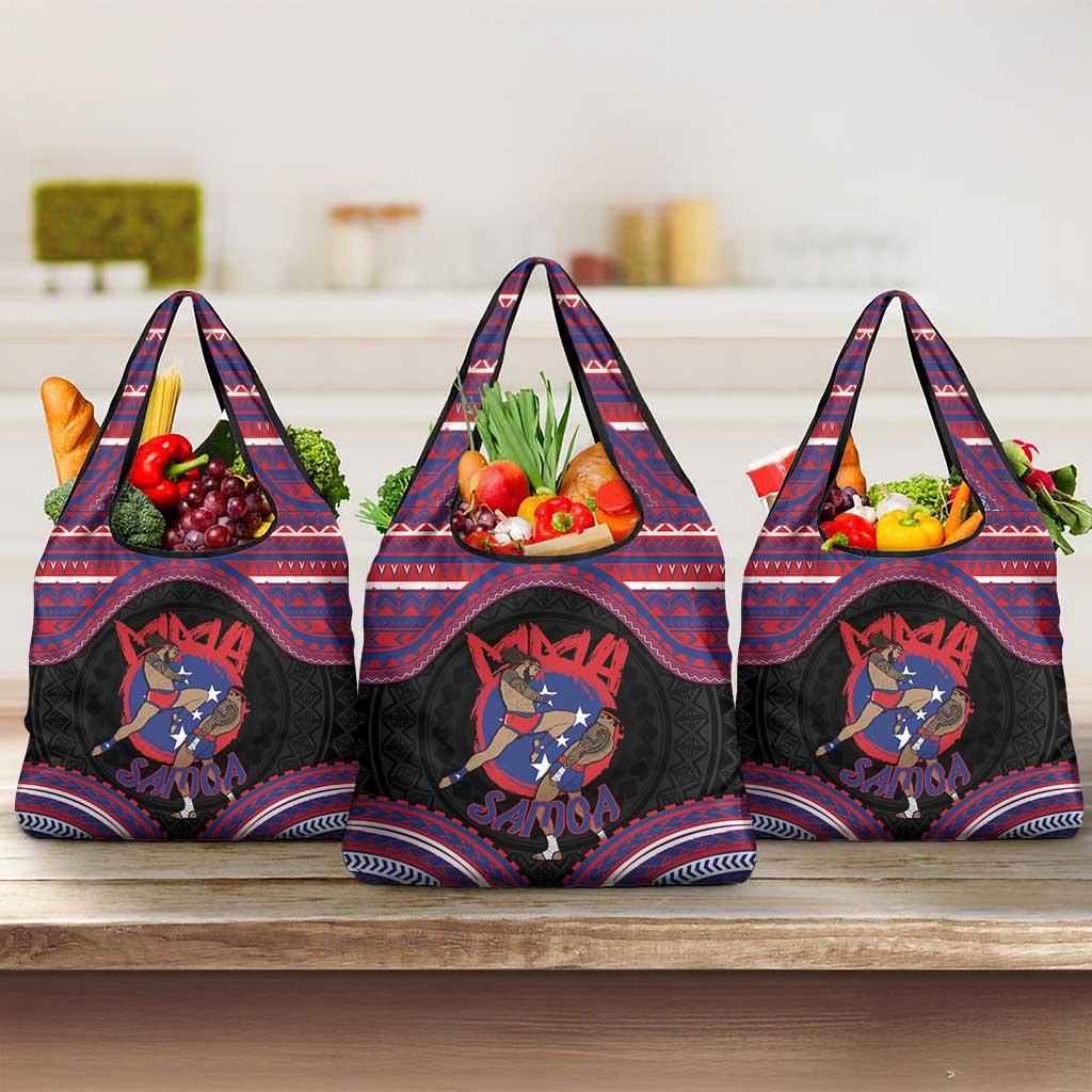 Samoa Mixed Martial Arts Grocery Bag Flying Knee Of Samoan - Polynesian Pride