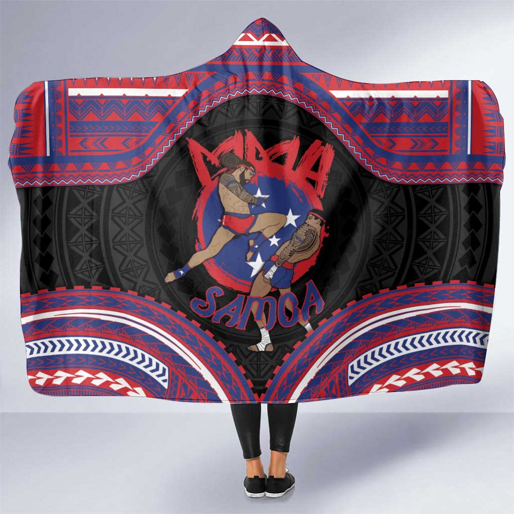 Samoa Mixed Martial Arts Hooded Blanket Flying Knee Of Samoan - Polynesian Pride