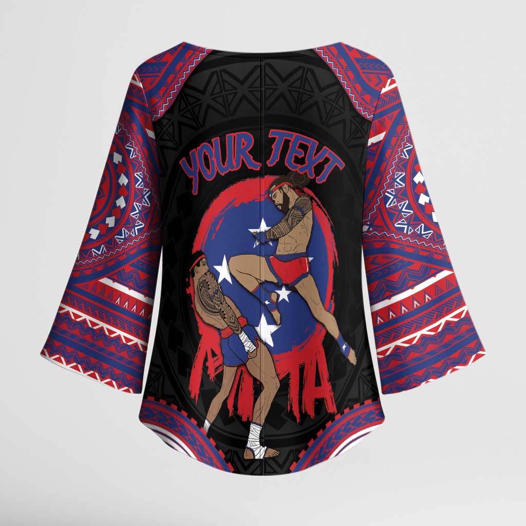 Personalised Samoa Mixed Martial Arts Kimono Sleeve Blouse Flying Knee Of Samoan - Polynesian Pride
