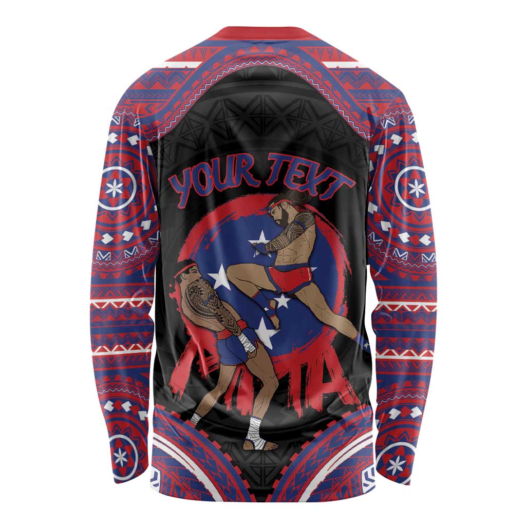 Personalised Samoa Mixed Martial Arts Long Sleeve Shirt Flying Knee Of Samoan - Polynesian Pride