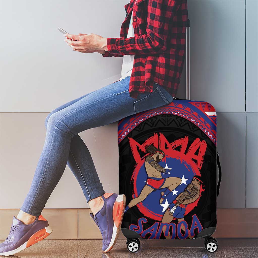 Samoa Mixed Martial Arts Luggage Cover Flying Knee Of Samoan - Polynesian Pride