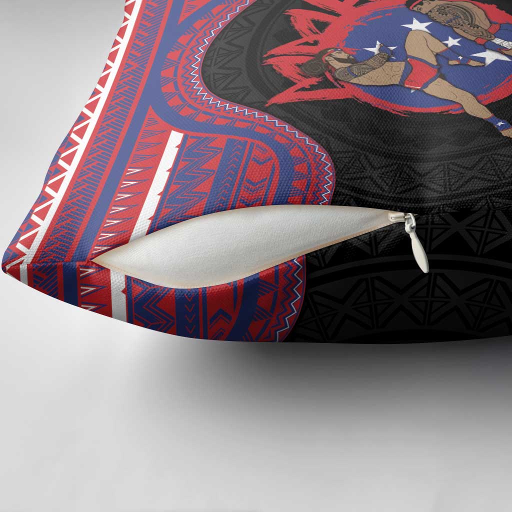 Samoa Mixed Martial Arts Pillow Cover Flying Knee Of Samoan - Polynesian Pride