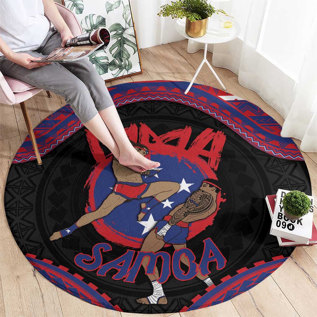 Samoa Mixed Martial Arts Round Carpet Flying Knee Of Samoan - Polynesian Pride