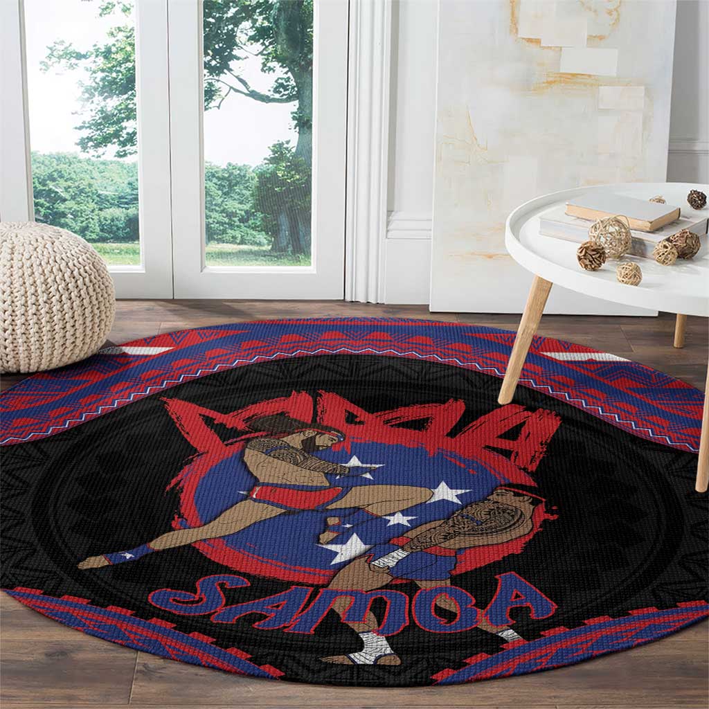 Samoa Mixed Martial Arts Round Carpet Flying Knee Of Samoan - Polynesian Pride