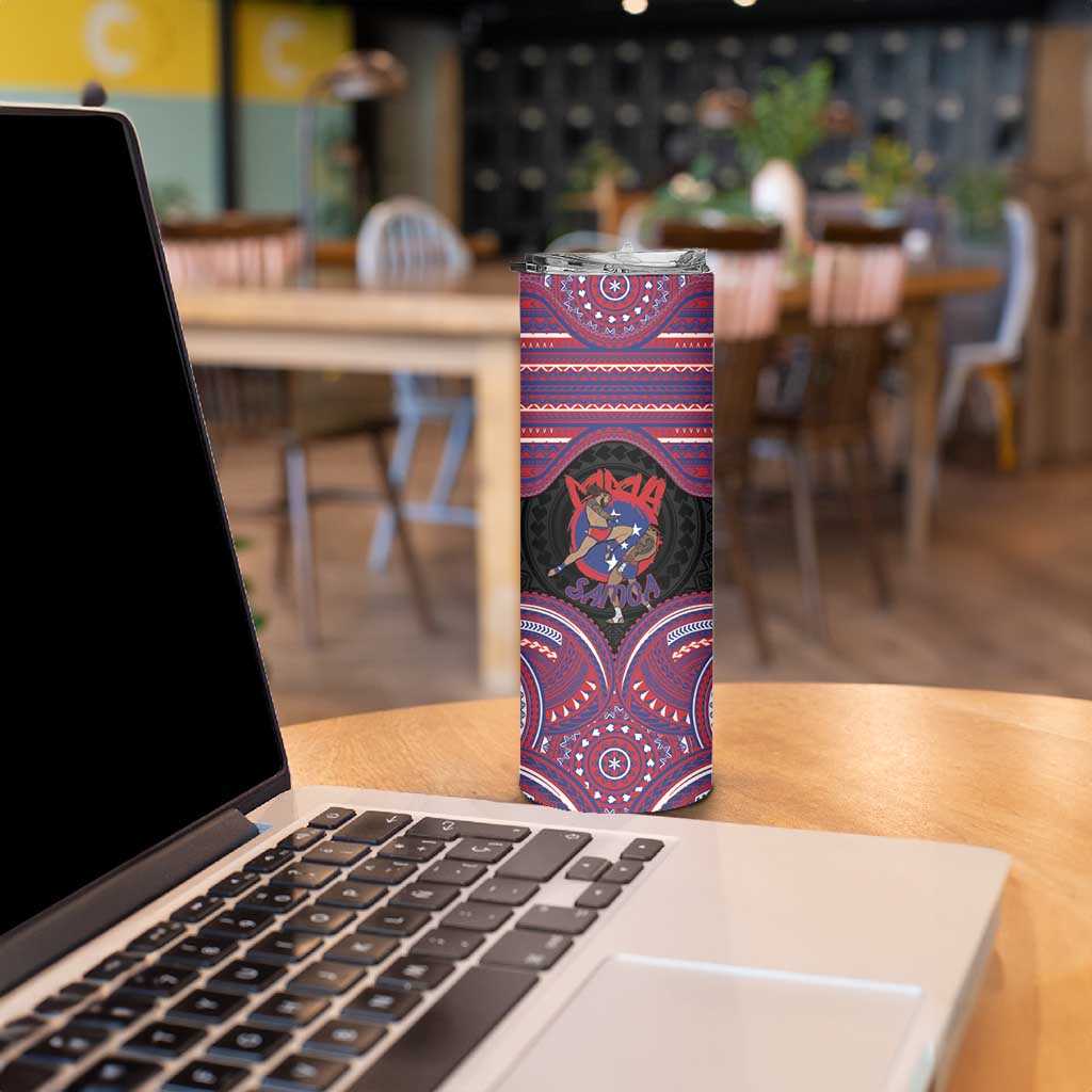 Personalised Samoa Mixed Martial Arts Skinny Tumbler Flying Knee Of Samoan - Polynesian Pride