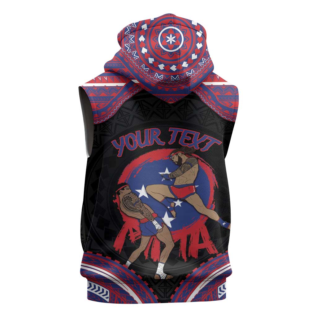 Personalised Samoa Mixed Martial Arts Sleeveless Hoodie Flying Knee Of Samoan - Polynesian Pride
