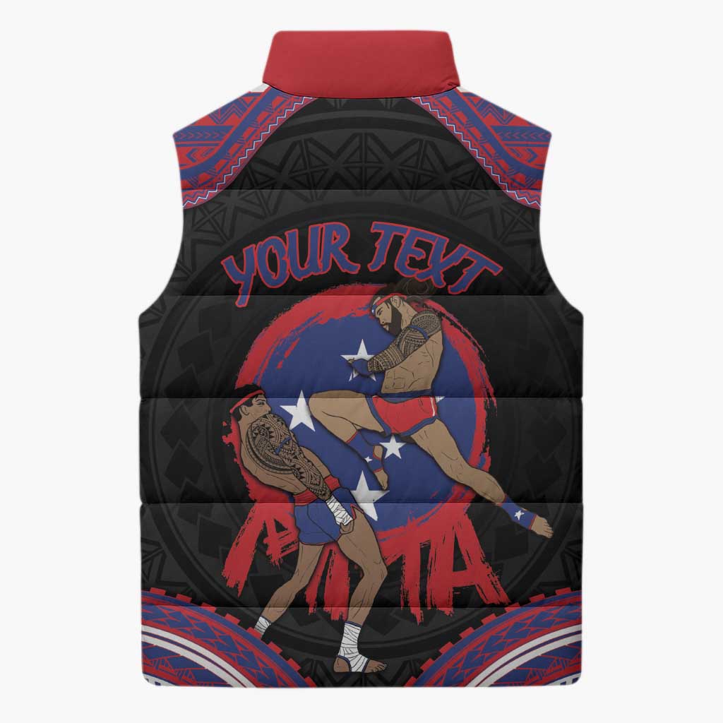 Personalised Samoa Mixed Martial Arts Sleeveless Puffer Jacket Flying Knee Of Samoan - Polynesian Pride