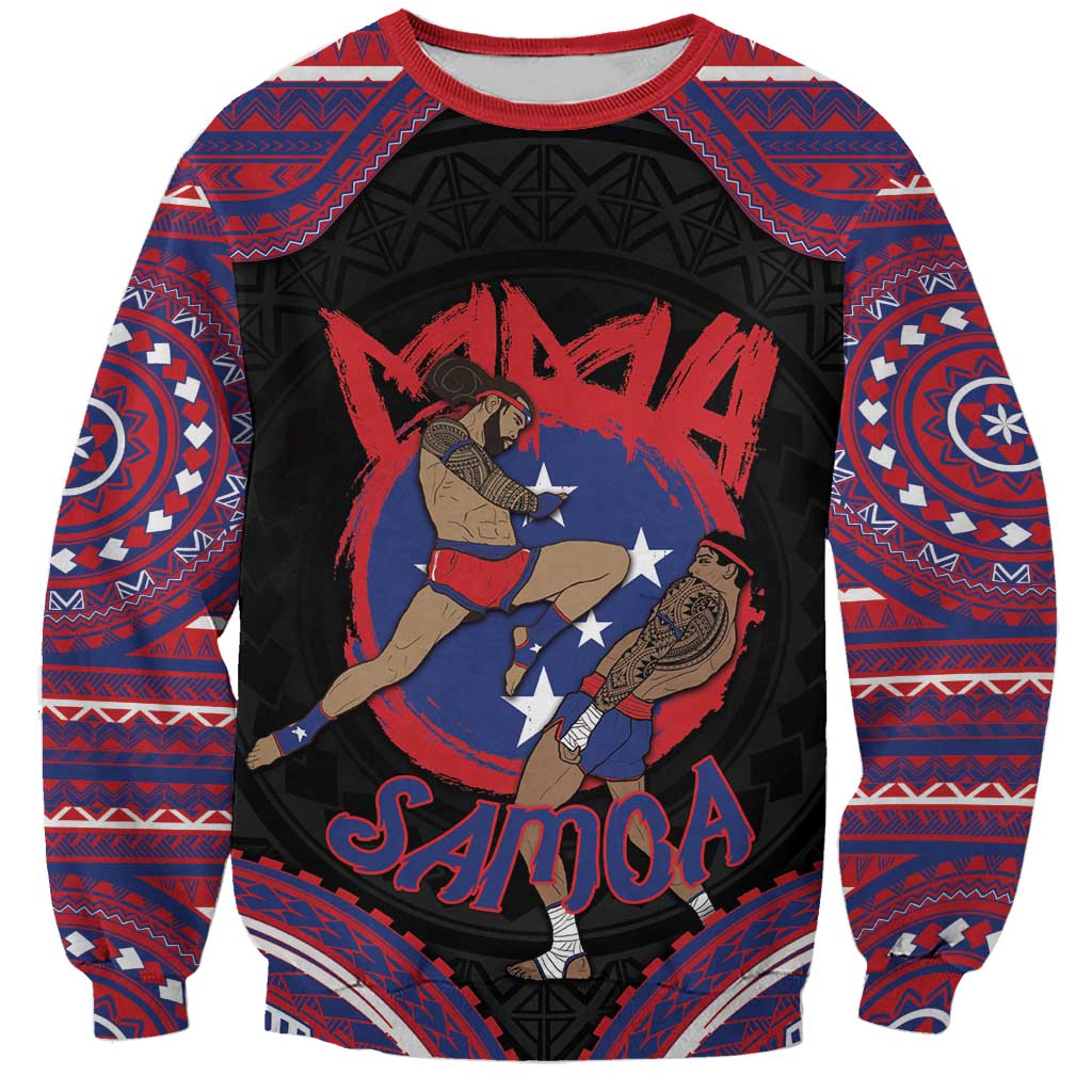 Personalised Samoa Mixed Martial Arts Sweatshirt Flying Knee Of Samoan - Polynesian Pride