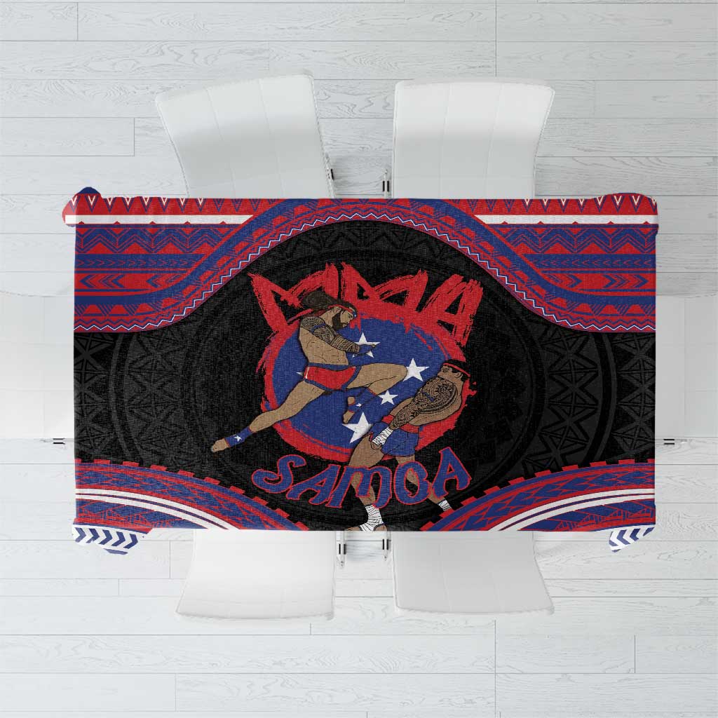 Samoa Mixed Martial Arts Tablecloth Flying Knee Of Samoan - Polynesian Pride