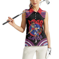 Personalised Samoa Mixed Martial Arts Women Sleeveless Polo Shirt Flying Knee Of Samoan - Polynesian Pride