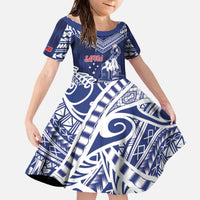 Personalised Samoa Rugby Family Matching Off The Shoulder Long Sleeve Dress and Hawaiian Shirt Pacific Warrior Glory - Polynesian Pride