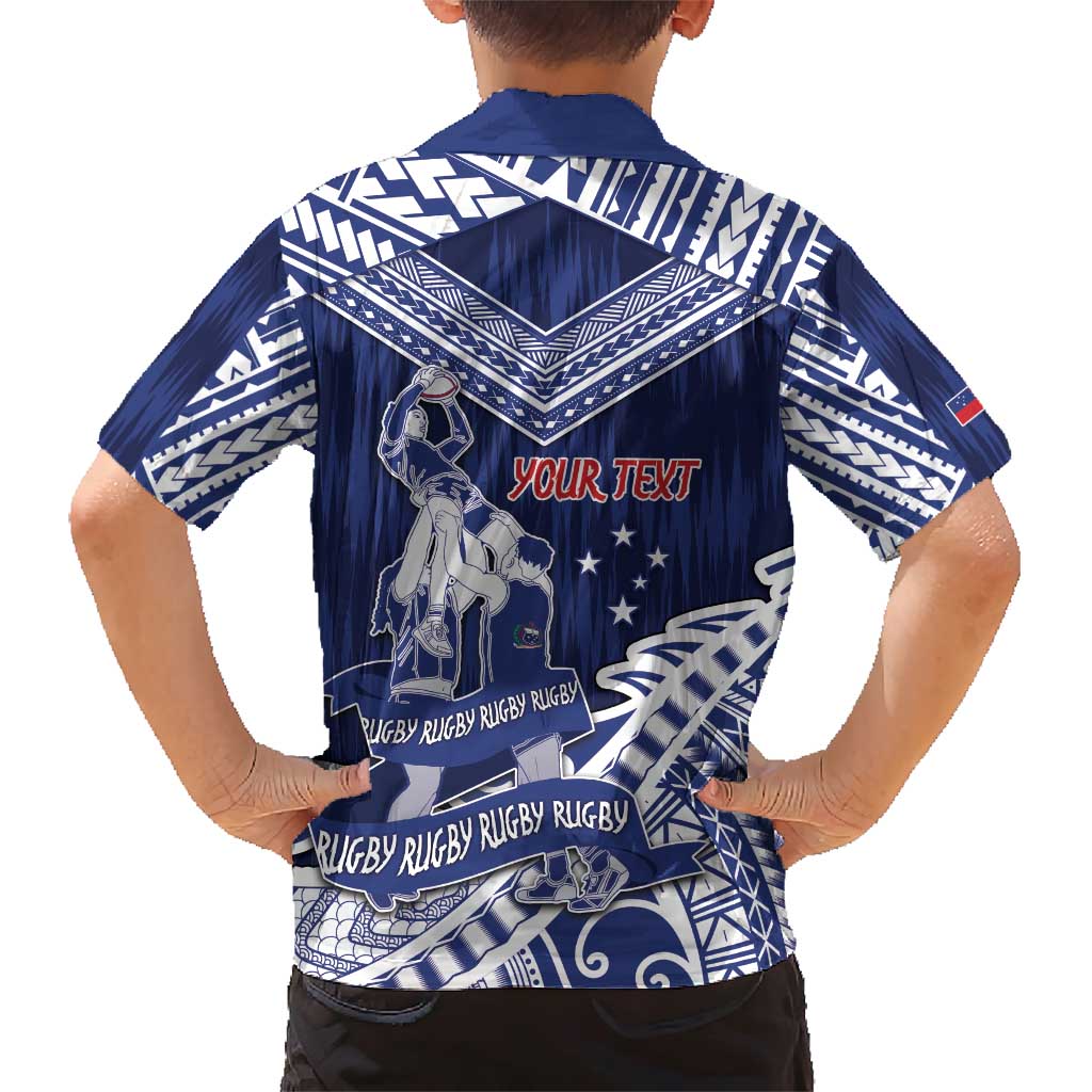 Personalised Samoa Rugby Family Matching Short Sleeve Bodycon Dress and Hawaiian Shirt Pacific Warrior Glory - Polynesian Pride
