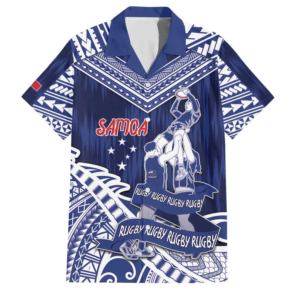 Personalised Samoa Rugby Family Matching Short Sleeve Bodycon Dress and Hawaiian Shirt Pacific Warrior Glory - Polynesian Pride