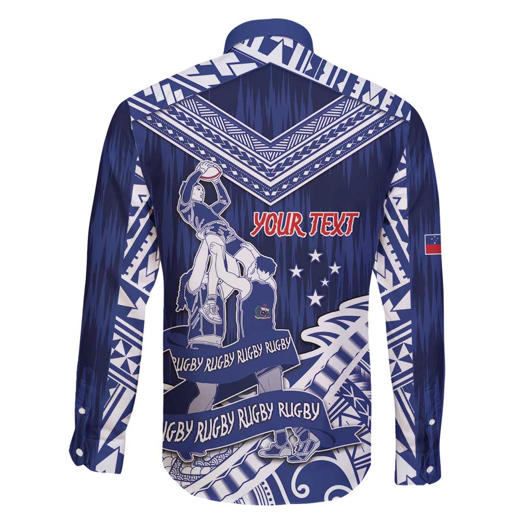 Personalised Samoa Rugby Family Matching Short Sleeve Bodycon Dress and Hawaiian Shirt Pacific Warrior Glory - Polynesian Pride
