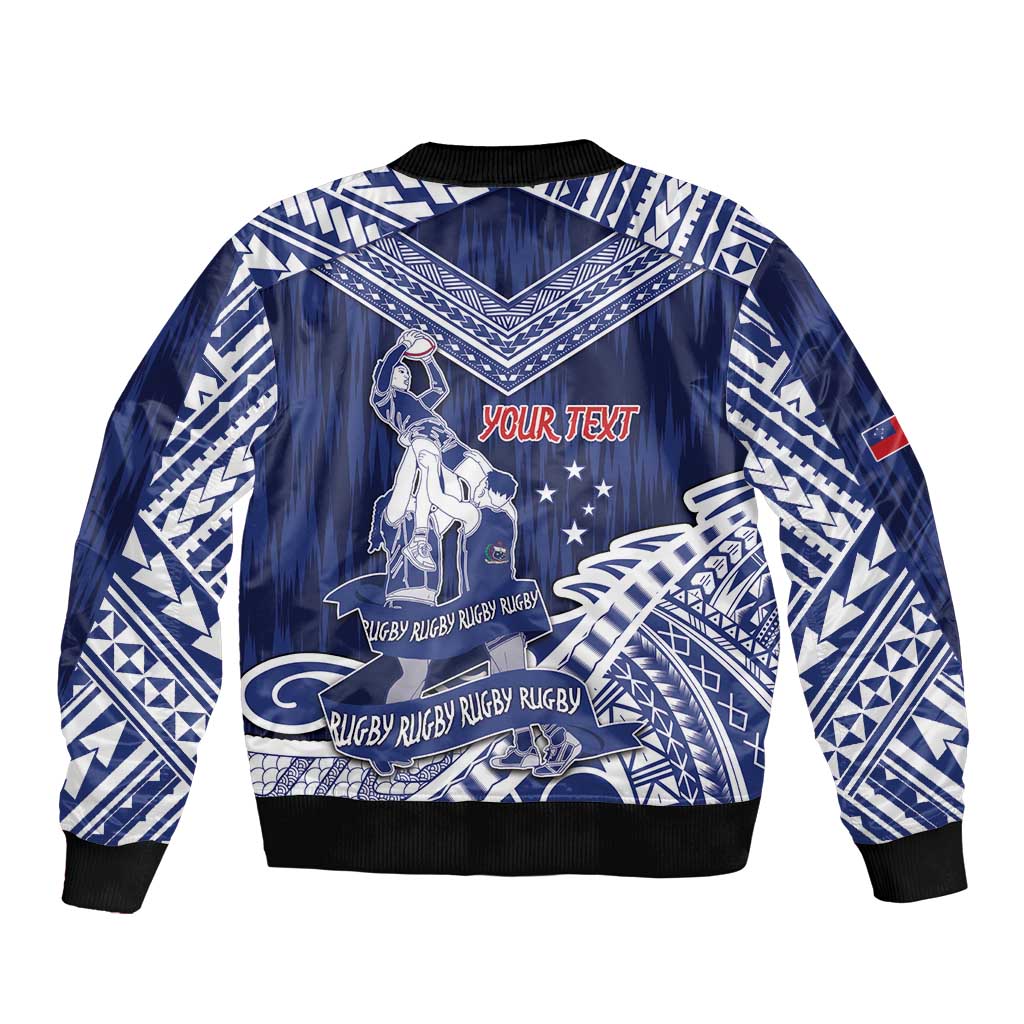 Personalised Samoa Rugby Sleeve Zip Bomber Jacket Pacific Warrior Glory - Polynesian Pride