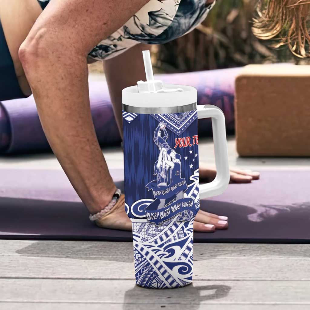 Personalised Samoa Rugby Tumbler With Handle Pacific Warrior Glory - Polynesian Pride