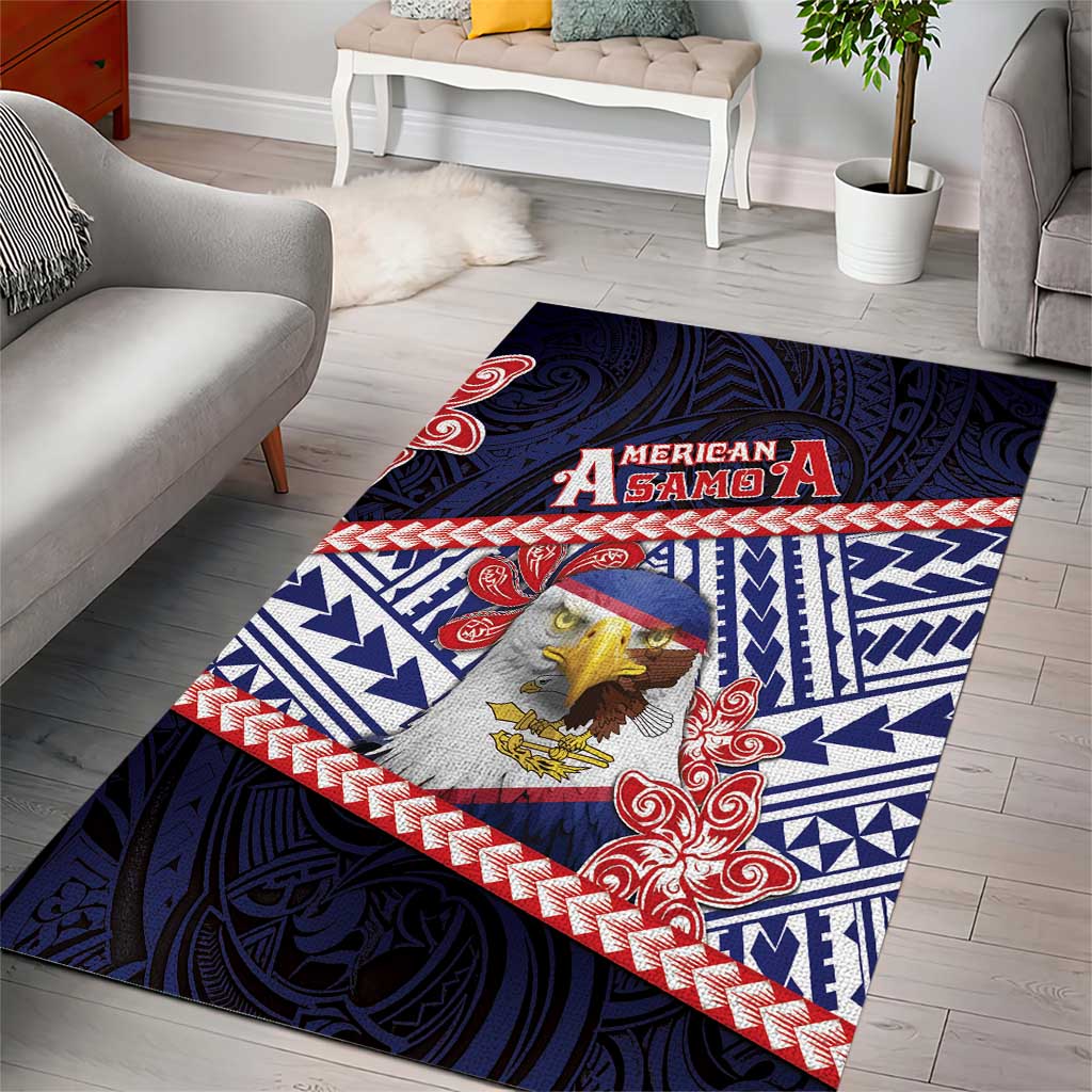 American Samoa Area Rug Bald Eagle With Polynesian Pattern - Polynesian Pride