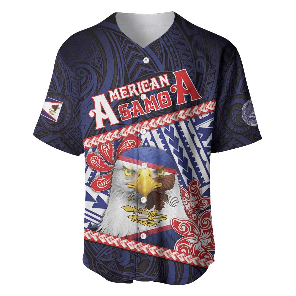 Personalized American Samoa Baseball Jersey Bald Eagle With Polynesian Pattern - Polynesian Pride