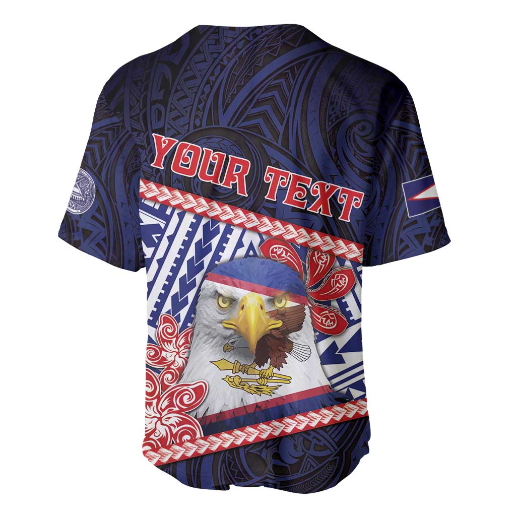 Personalized American Samoa Baseball Jersey Bald Eagle With Polynesian Pattern - Polynesian Pride