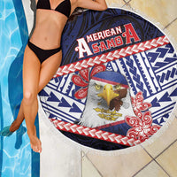 American Samoa Beach Blanket Bald Eagle With Polynesian Pattern - Polynesian Pride