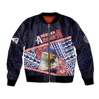Personalized American Samoa Bomber Jacket Bald Eagle With Polynesian Pattern - Polynesian Pride