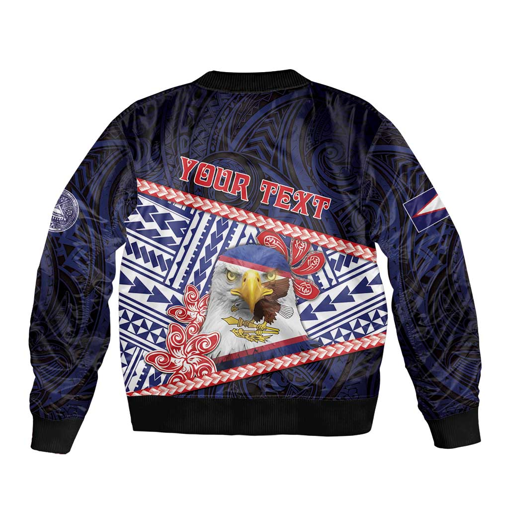 Personalized American Samoa Bomber Jacket Bald Eagle With Polynesian Pattern - Polynesian Pride