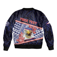 Personalized American Samoa Bomber Jacket Bald Eagle With Polynesian Pattern - Polynesian Pride