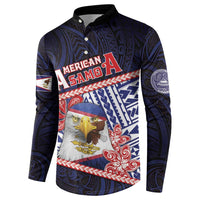 Personalized American Samoa Button Sweatshirt Bald Eagle With Polynesian Pattern - Polynesian Pride