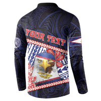 Personalized American Samoa Button Sweatshirt Bald Eagle With Polynesian Pattern - Polynesian Pride