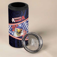 Personalized American Samoa 4 in 1 Can Cooler Tumbler Bald Eagle With Polynesian Pattern - Polynesian Pride