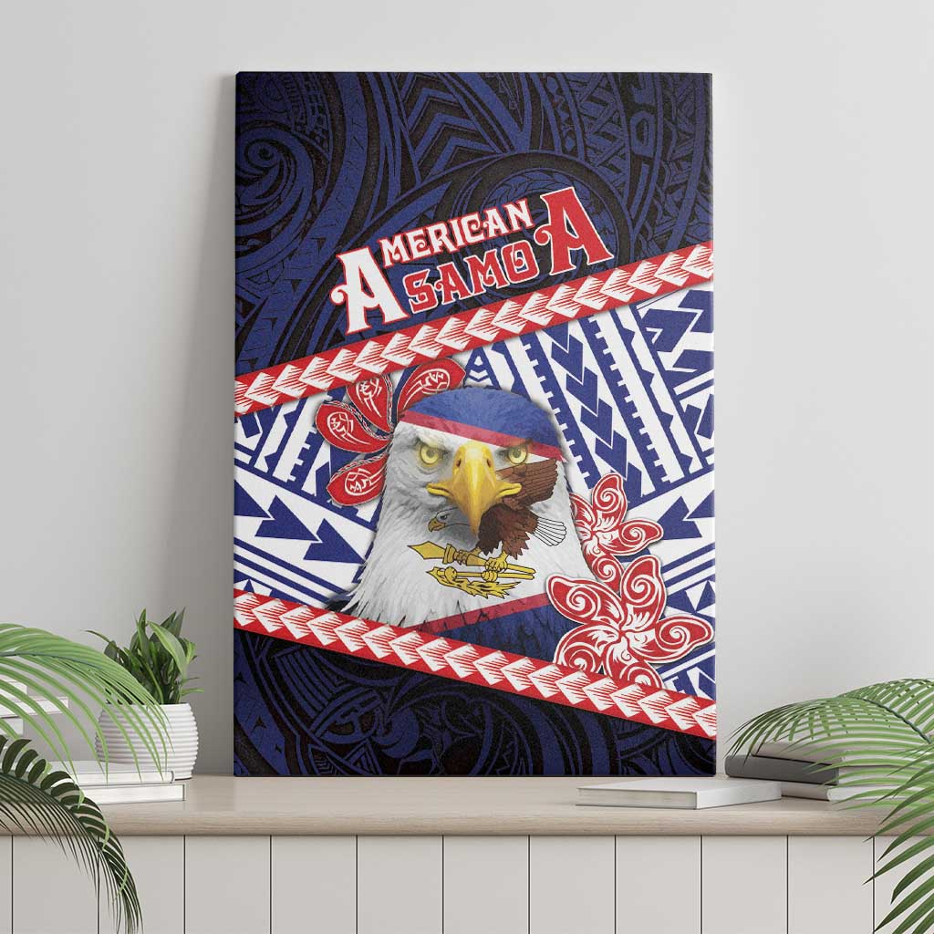 American Samoa Canvas Wall Art Bald Eagle With Polynesian Pattern - Polynesian Pride