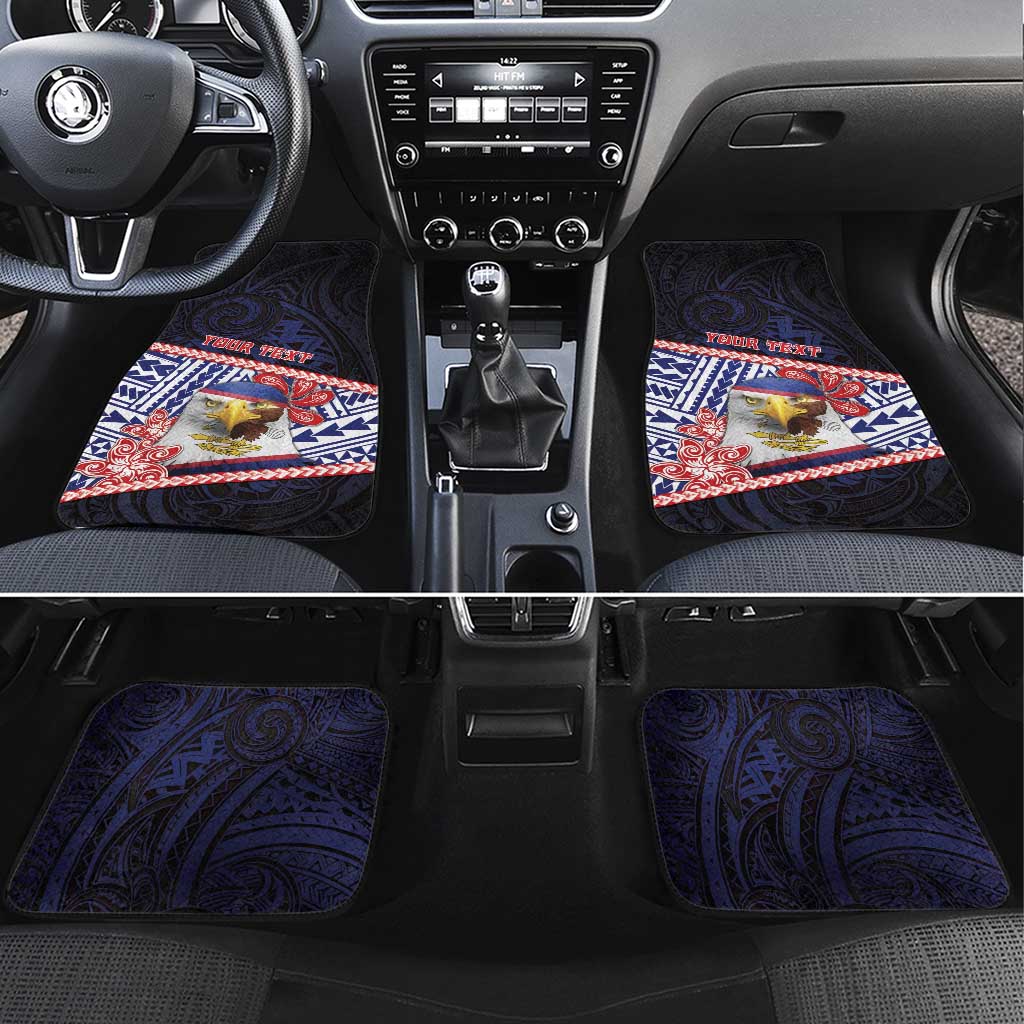 American Samoa Car Mats Bald Eagle With Polynesian Pattern - Polynesian Pride