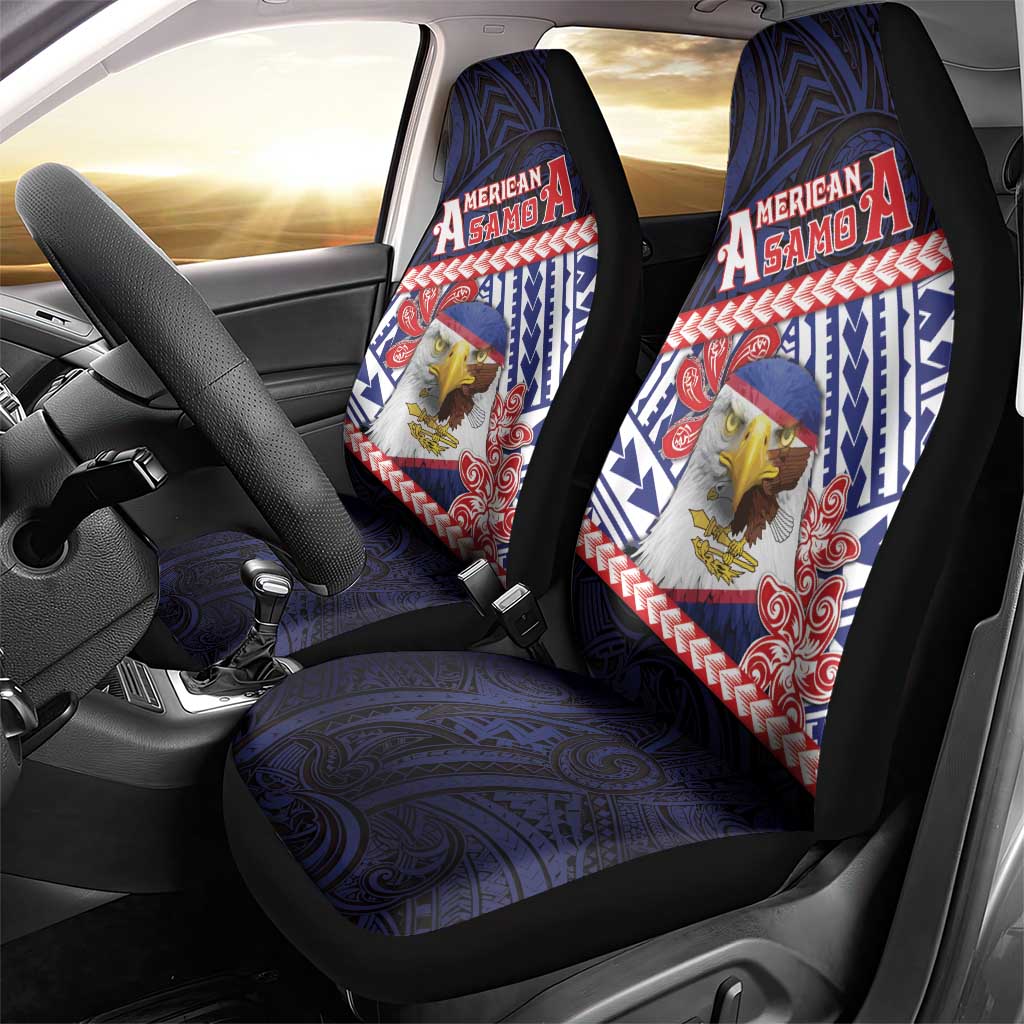 American Samoa Car Seat Cover Bald Eagle With Polynesian Pattern - Polynesian Pride