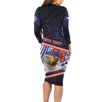 Personalized American Samoa Family Matching Long Sleeve Bodycon Dress and Hawaiian Shirt Bald Eagle With Polynesian Pattern - Polynesian Pride