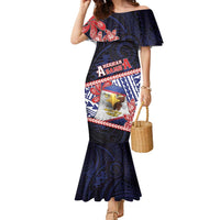 Personalized American Samoa Family Matching Mermaid Dress and Hawaiian Shirt Bald Eagle With Polynesian Pattern - Polynesian Pride