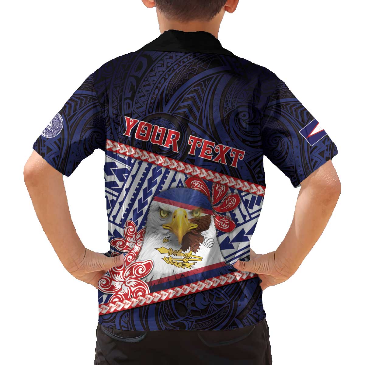 Personalized American Samoa Family Matching Off The Shoulder Long Sleeve Dress and Hawaiian Shirt Bald Eagle With Polynesian Pattern - Polynesian Pride