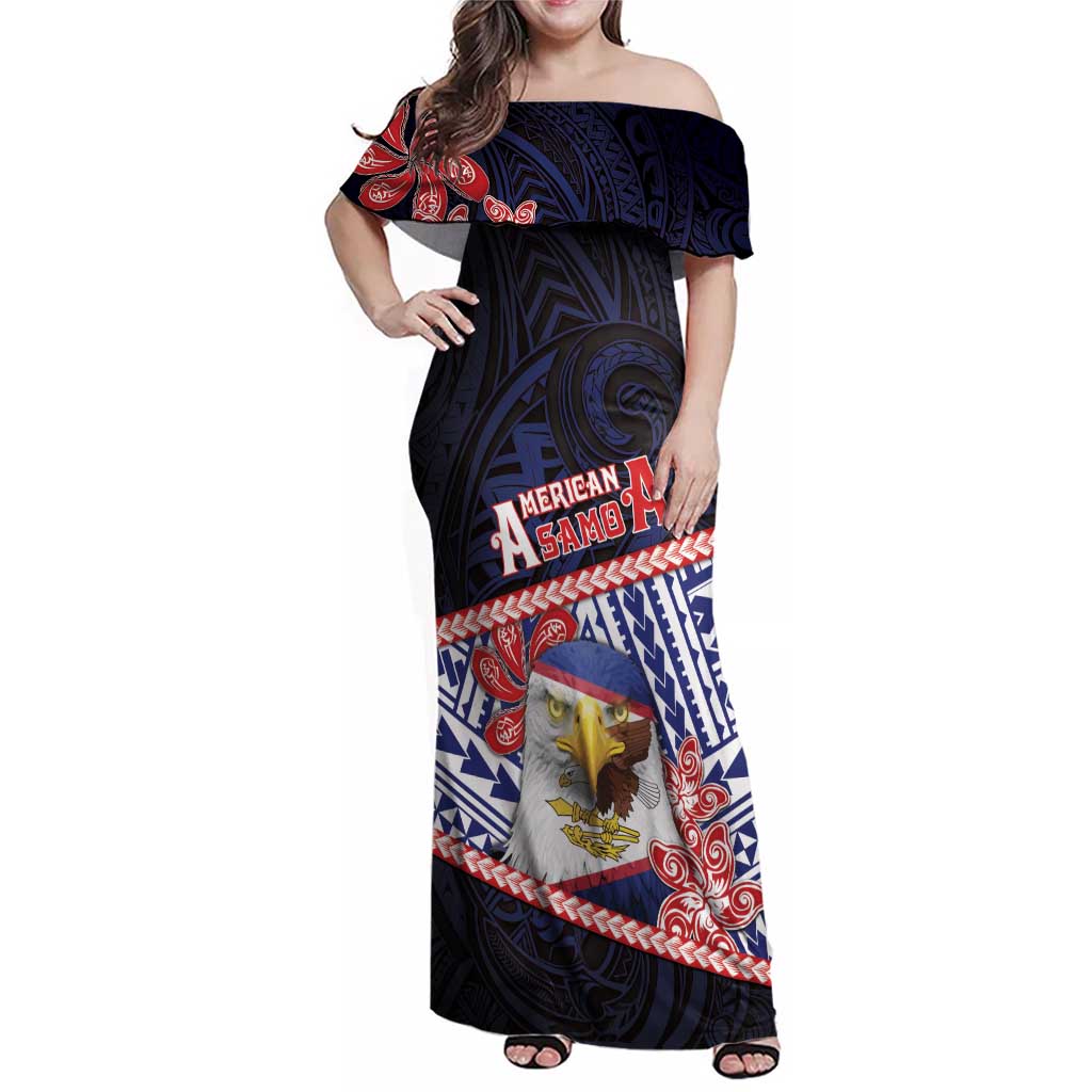 Personalized American Samoa Family Matching Off Shoulder Maxi Dress and Hawaiian Shirt Bald Eagle With Polynesian Pattern - Polynesian Pride