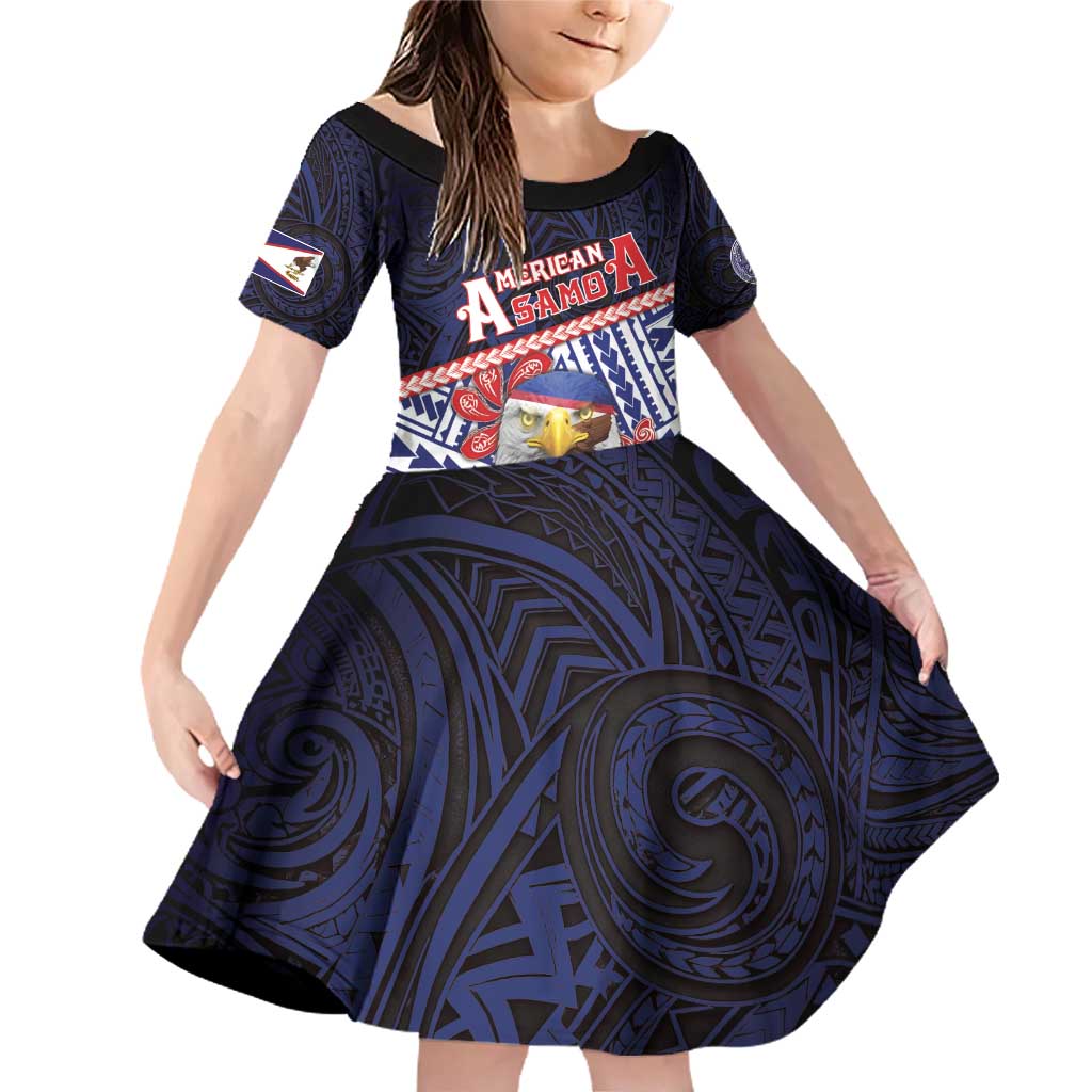 Personalized American Samoa Family Matching Off Shoulder Short Dress and Hawaiian Shirt Bald Eagle With Polynesian Pattern - Polynesian Pride