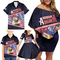 Personalized American Samoa Family Matching Off Shoulder Short Dress and Hawaiian Shirt Bald Eagle With Polynesian Pattern - Polynesian Pride