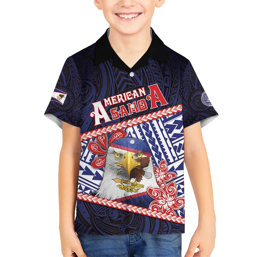Personalized American Samoa Family Matching Tank Maxi Dress and Hawaiian Shirt Bald Eagle With Polynesian Pattern - Polynesian Pride
