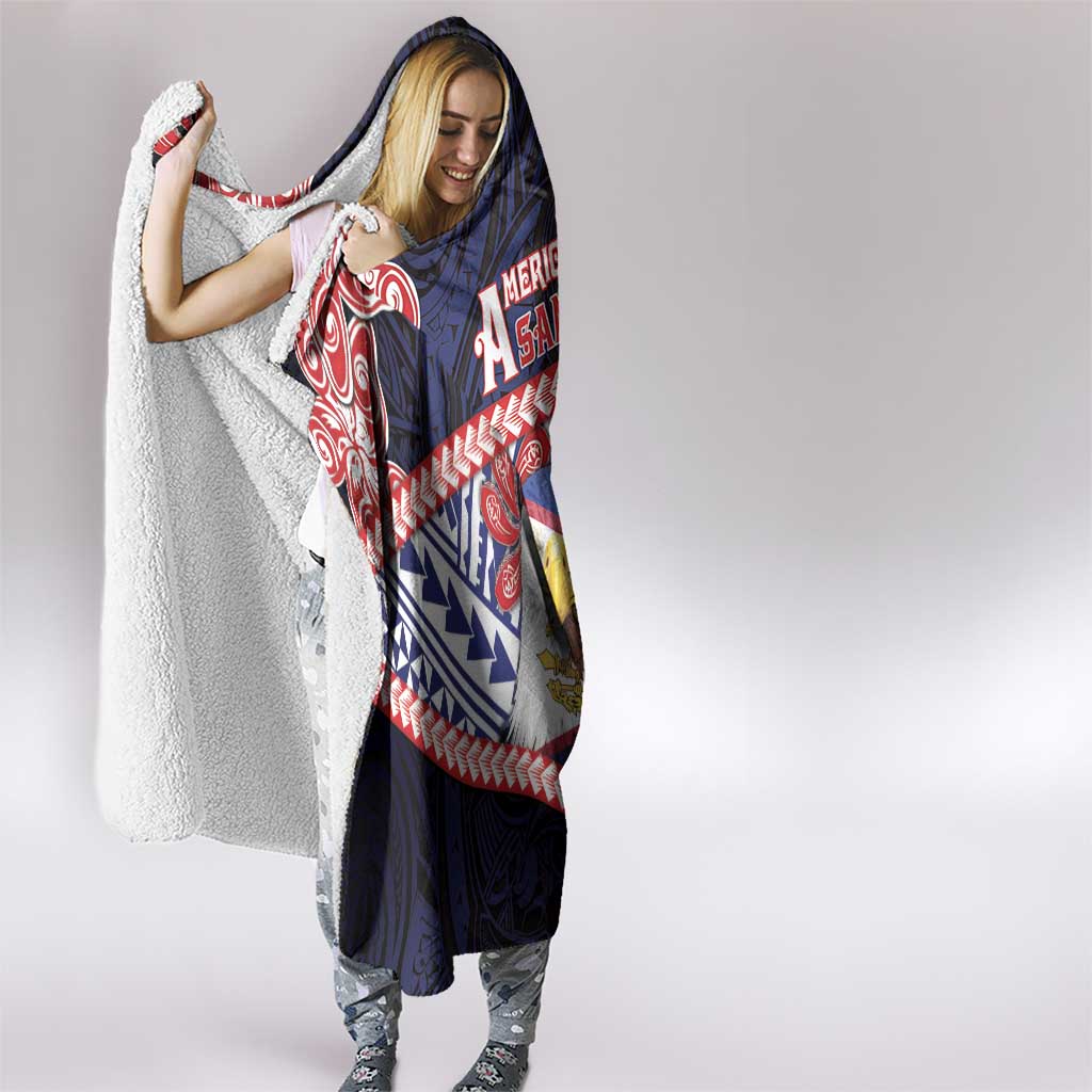 American Samoa Hooded Blanket Bald Eagle With Polynesian Pattern - Polynesian Pride