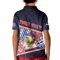 Personalized American Samoa Kid Polo Shirt Bald Eagle With Polynesian Pattern - Polynesian Pride