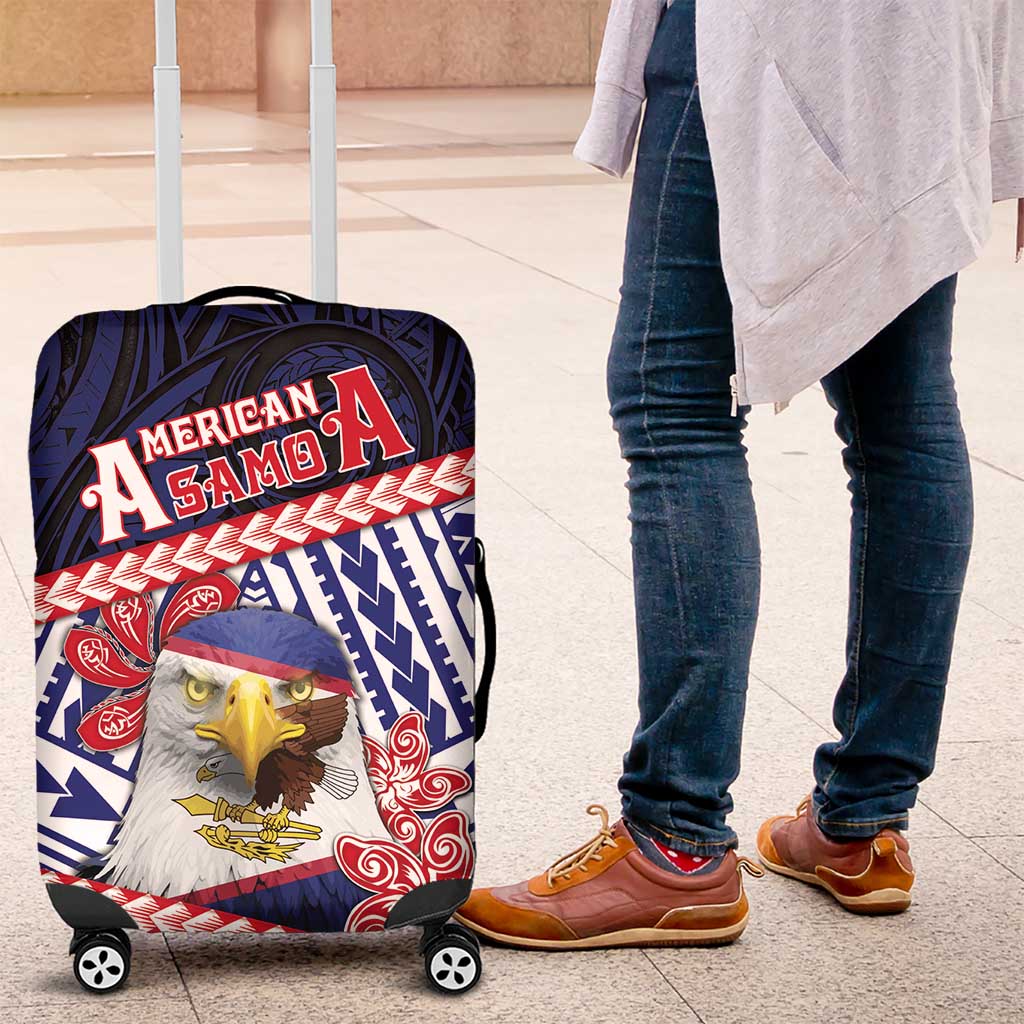 American Samoa Luggage Cover Bald Eagle With Polynesian Pattern - Polynesian Pride
