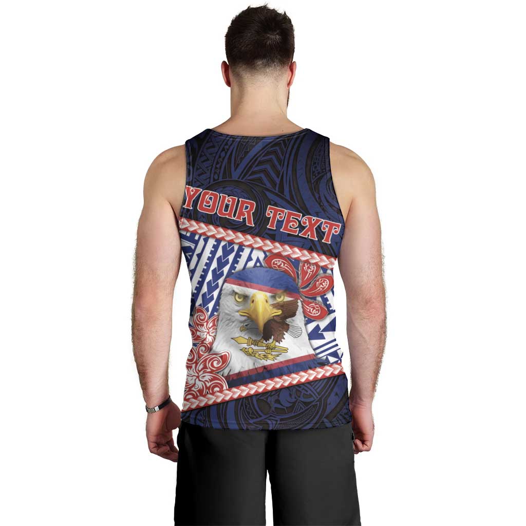 Personalized American Samoa Men Tank Top Bald Eagle With Polynesian Pattern - Polynesian Pride