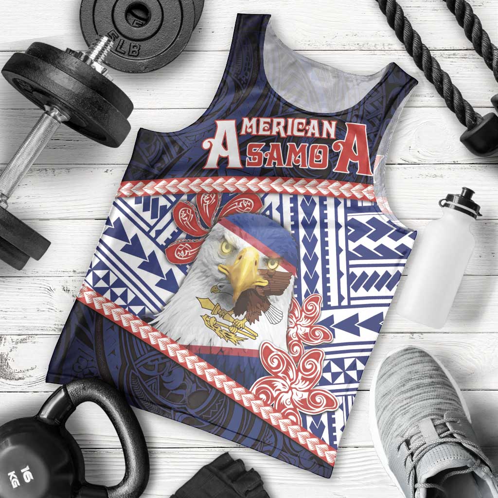 Personalized American Samoa Men Tank Top Bald Eagle With Polynesian Pattern - Polynesian Pride