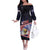 Personalized American Samoa Off The Shoulder Long Sleeve Dress Bald Eagle With Polynesian Pattern - Polynesian Pride