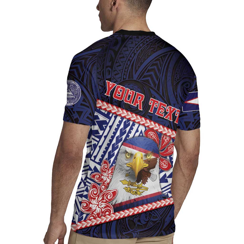 Personalized American Samoa Rugby Jersey Bald Eagle With Polynesian Pattern - Polynesian Pride