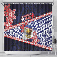 American Samoa Shower Curtain Bald Eagle With Polynesian Pattern - Polynesian Pride